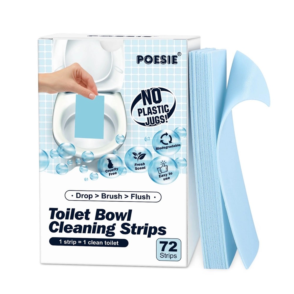 Poesie Fresh Scent Toilet Cleaner Sheets 72 Strips Plastic Free Easy Use
