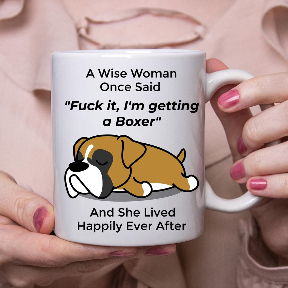 Funny Boxer Gift White Coffee Mug for Women Dog Lovers