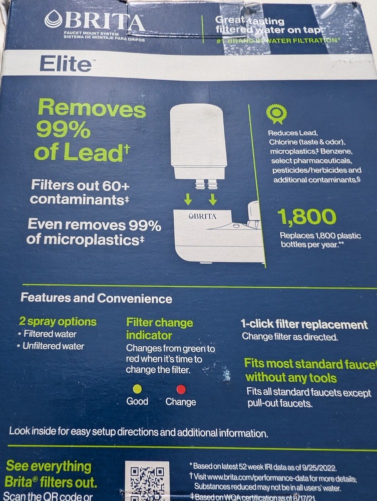 Brita Elite Basic Faucet Mount Filtration System Chrome with 1 Filter