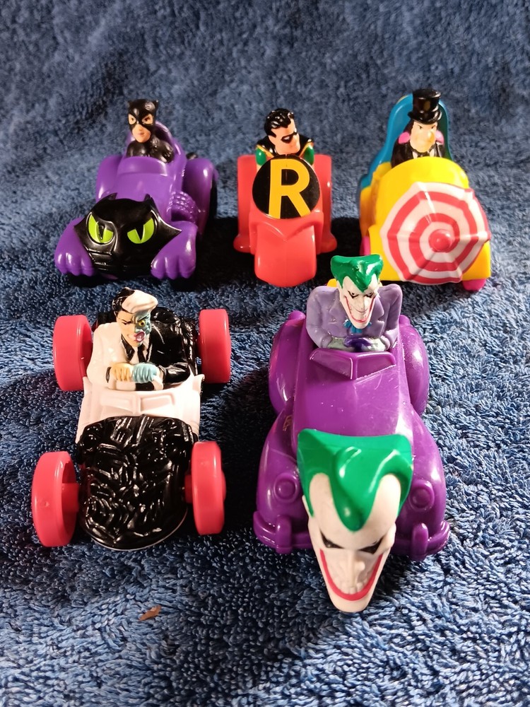 Mix 1990s 5  McDonalds Toy Batman Vehicles Robin Catwoman Joker 2 Face Penguin