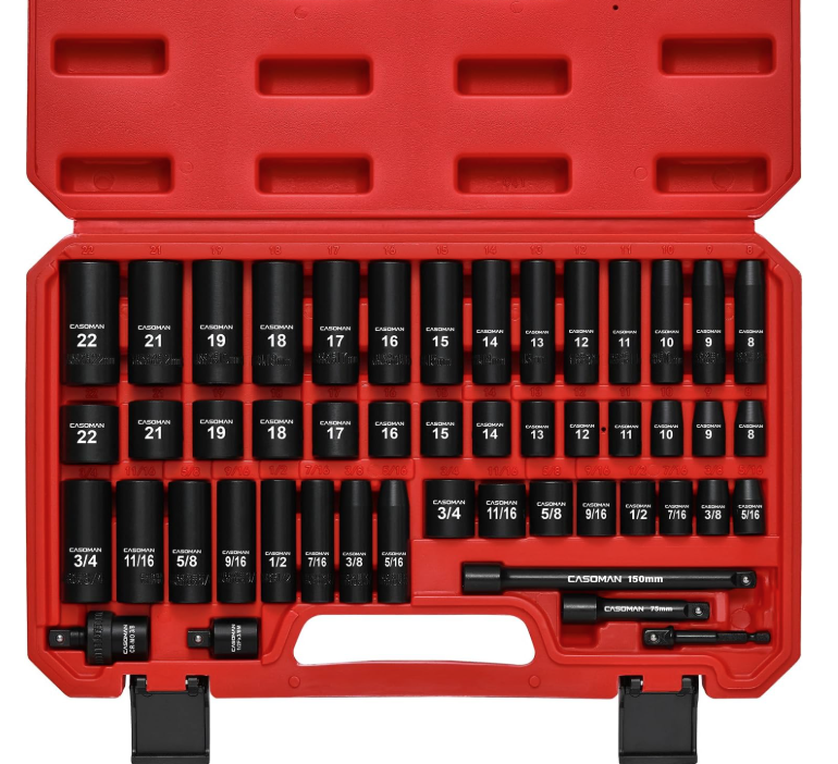 3/8 In. 49 Piece Milwaukee 6 Point Impact Socket Ratchet Drive and Metric Set...