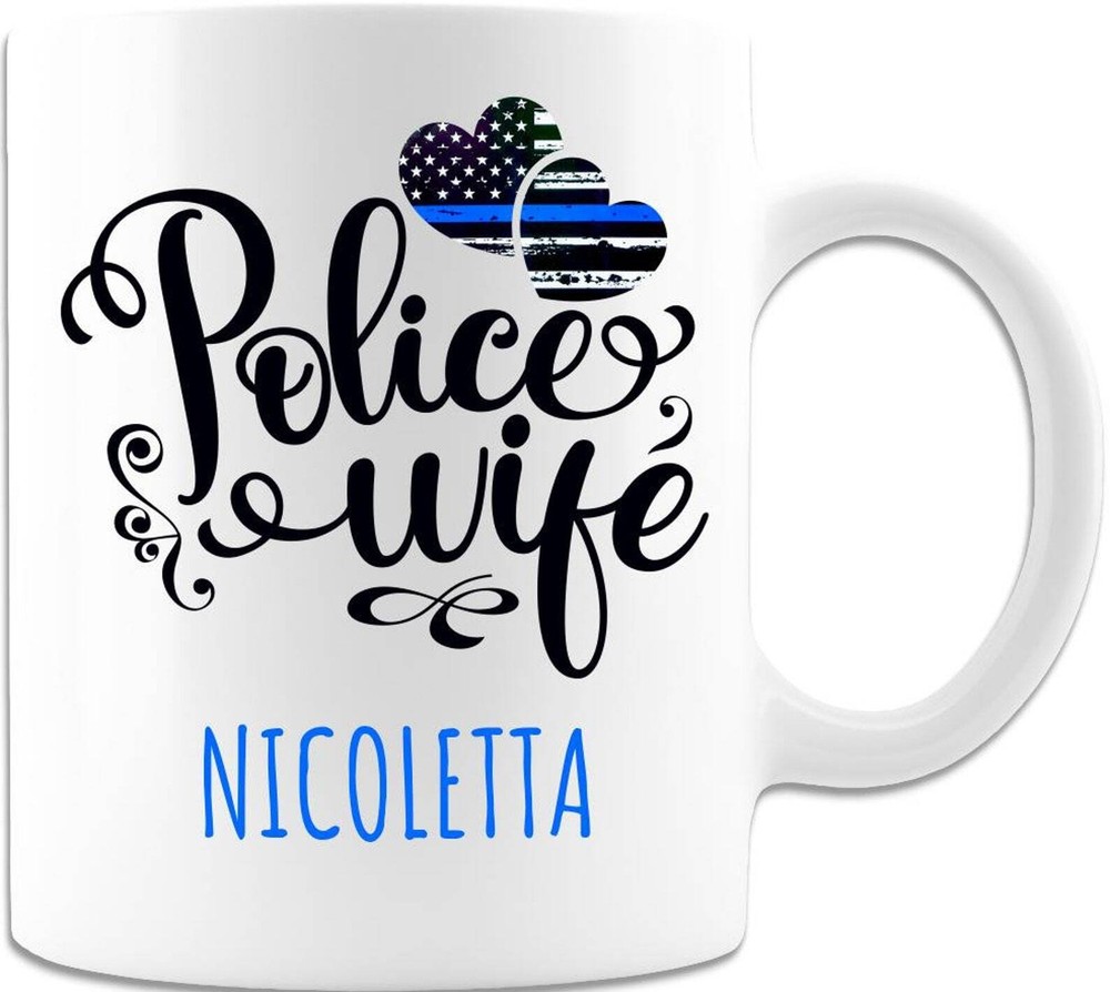 Police Wife Custom Personalize Name White Ceramiccoffee Mug Idea