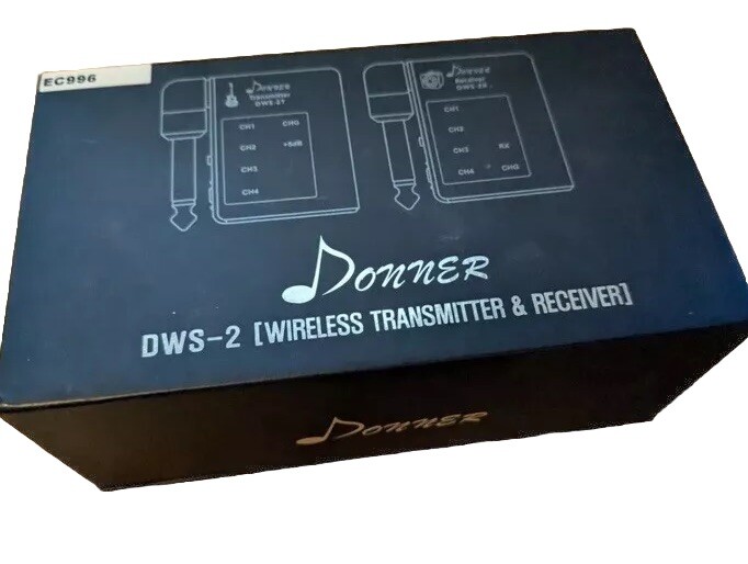Donner Wireless Transmitter & Receiver For Guitar To Amp DWS-2 w/Extra Batteries