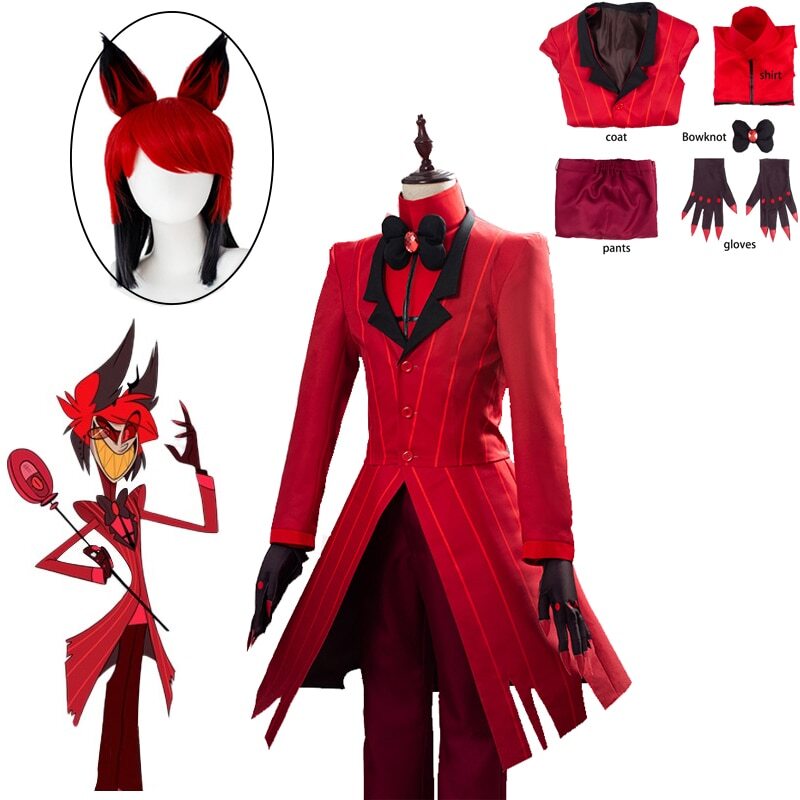 Hazbin Hotel ALASTOR Cosplay Costume Adult Halloween Outfit Wig Full Set