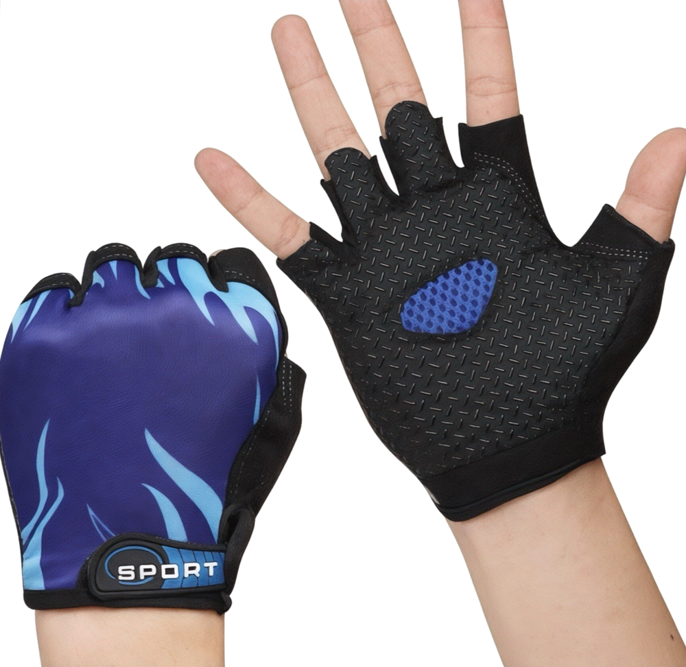 WULI Half‑Finger Cycling Gloves Medium Black/Blue Padded Breathable Anti‑Slip