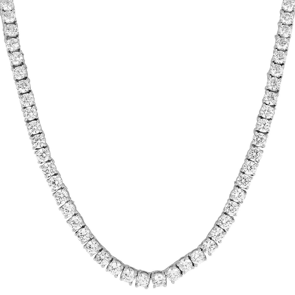 Unisex 4mm Anti-Tarnish Solid 925 Sterling Silver Tennis Chain with AAA CZ Stones