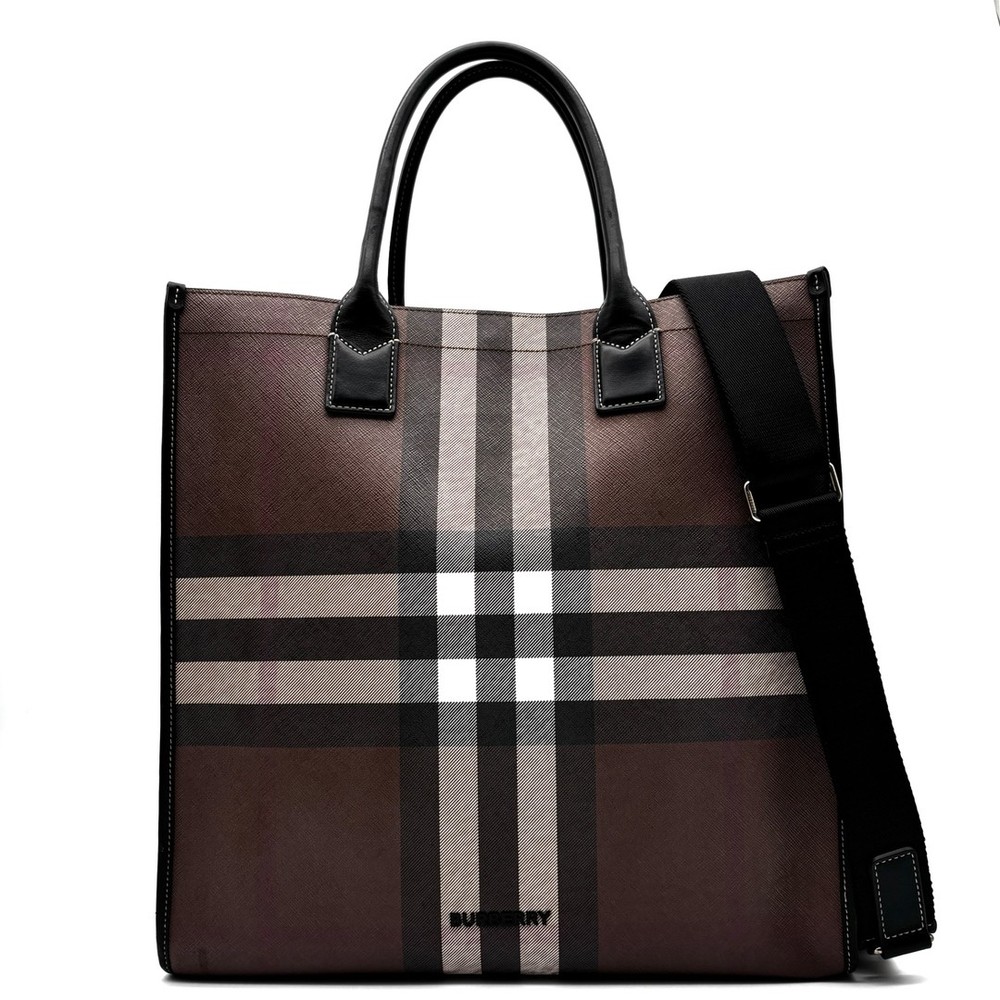 BURBERRY Vertical Denny Tote Shoulder Bag 2 way Logo Men Women Hand Used TETT-0