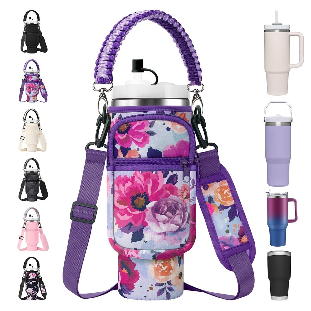 Stanley 30/40 oz Tumbler Water Bottle Sling Bag in Purple Rose