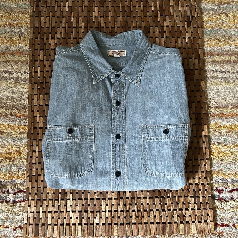 J.CREW Wallace & Barnes Button Work Shirt Jacket Blue Chambray Men’s Size XL
