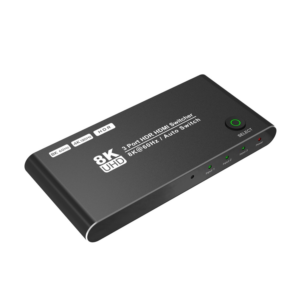 UHD 8K Auto Switch Unidirectional 3in 1out HDMI 2.1 Switcher 48Gbps HDCP2.2/2.3
