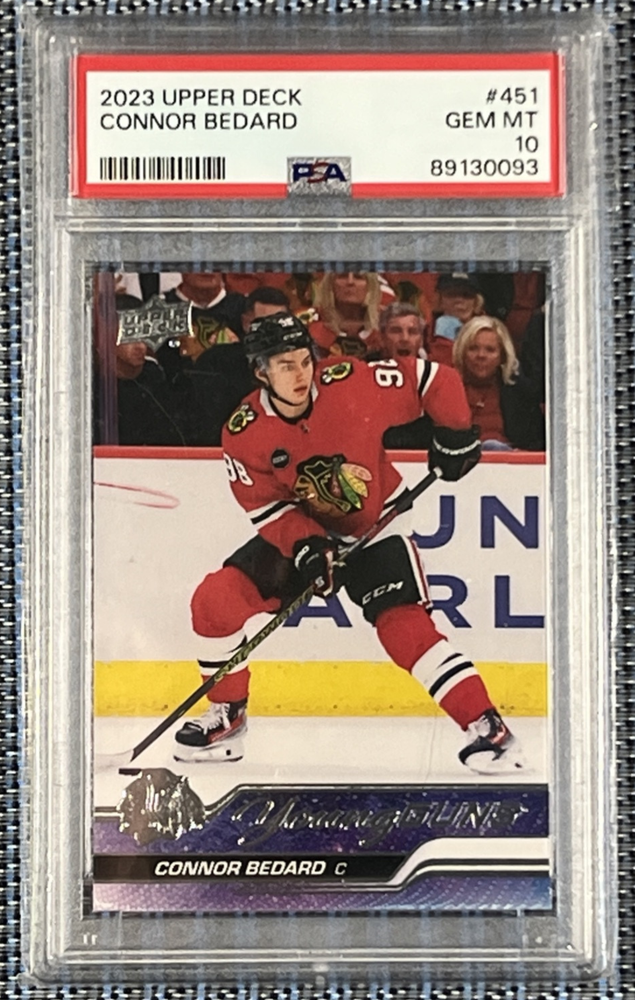 CONNOR BEDARD 451 RC 2023-2024 UPPER DECK SERIES 2 YOUNG GUNS PSA 10 GEM MINT...