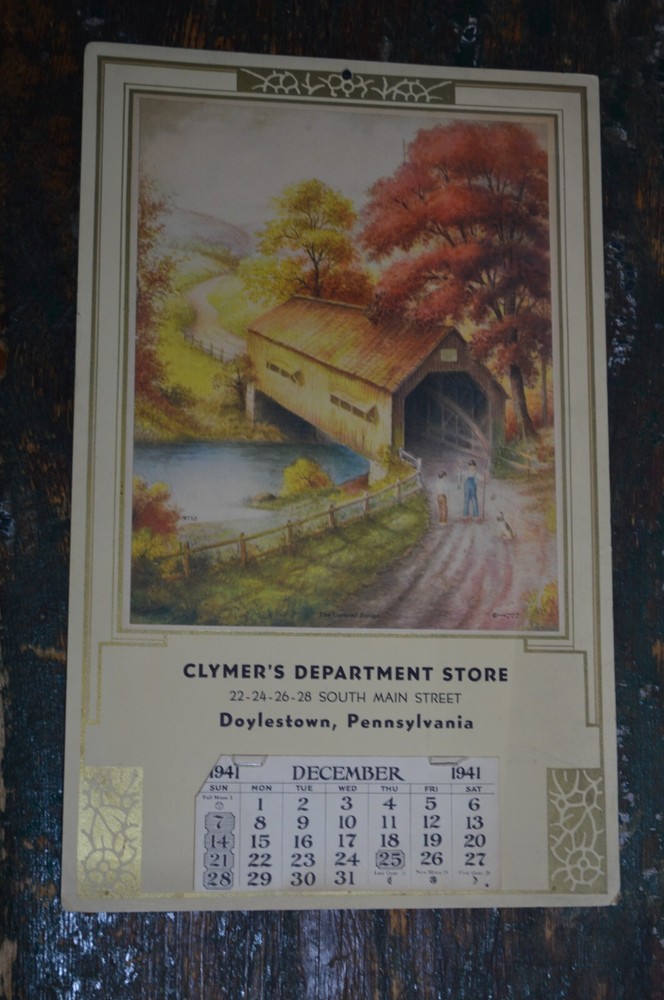 1941 Clymer's Department Store Doylestown Bucks County PA Advertising Calendar