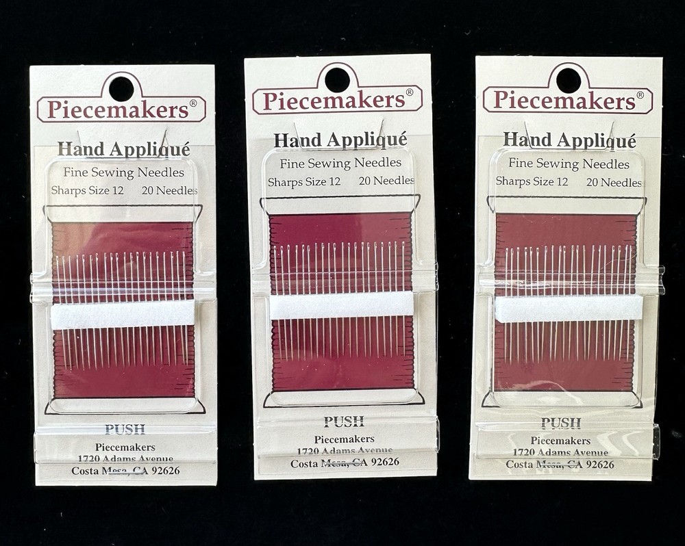 Piecemakers Hand Appliqué Needles Size 12, Lot of 3 Pkgs