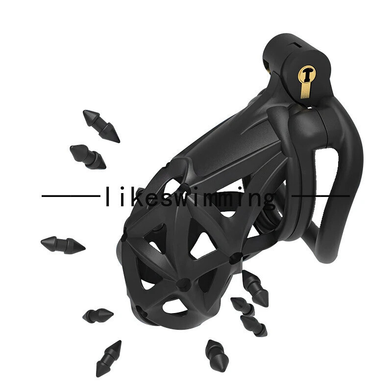 Male Chastity Cage Small Cage with 4 Size Ring Peni Lock Slave Constraint