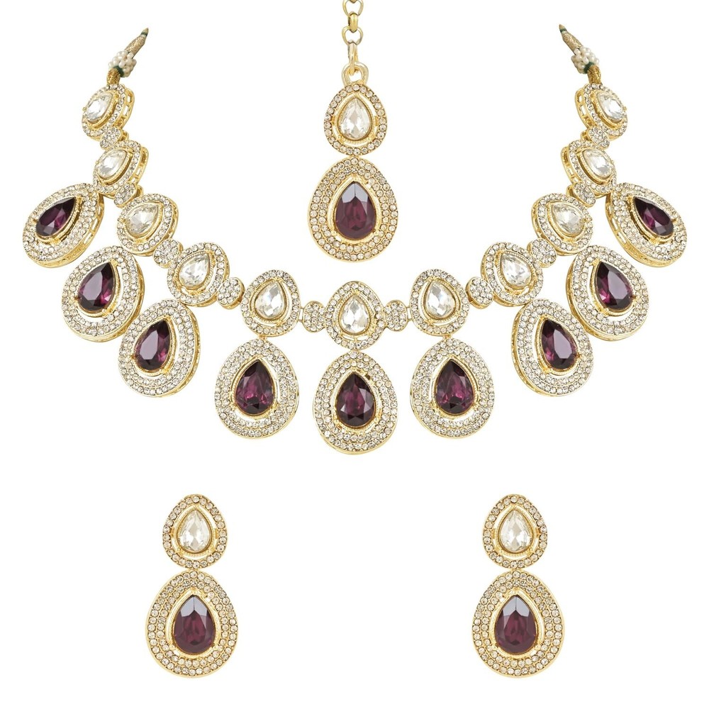 Indian Wedding Bollywood Gold Plated Kundan Stone Choker Jewelry Piece