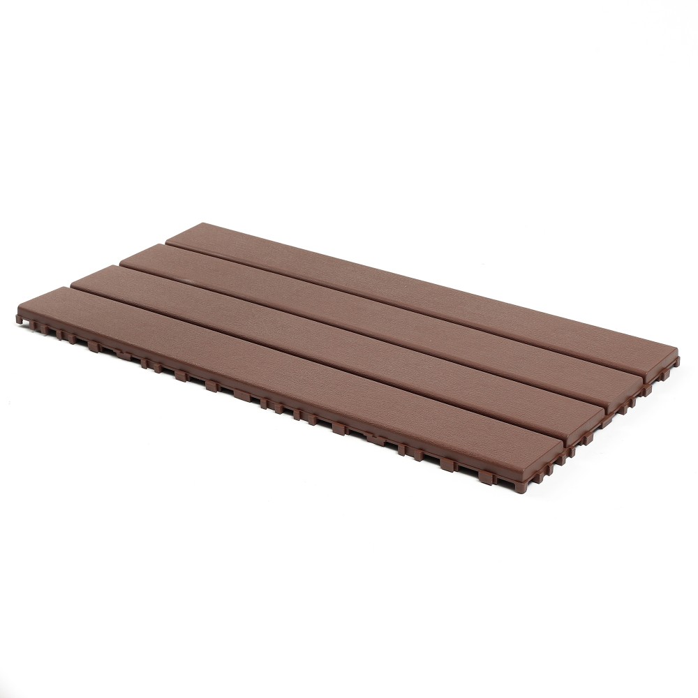 Brown Interlocking Deck Tiles Polypropylene Easy Install Indoor Outdoor Balcony