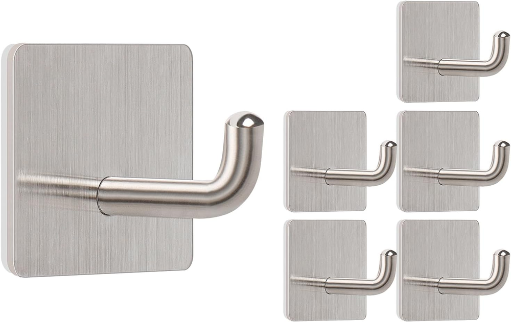 Adhesive Towel Hooks, 304 Stainless Steel Self Sticky Wall Hooks Waterproof Show
