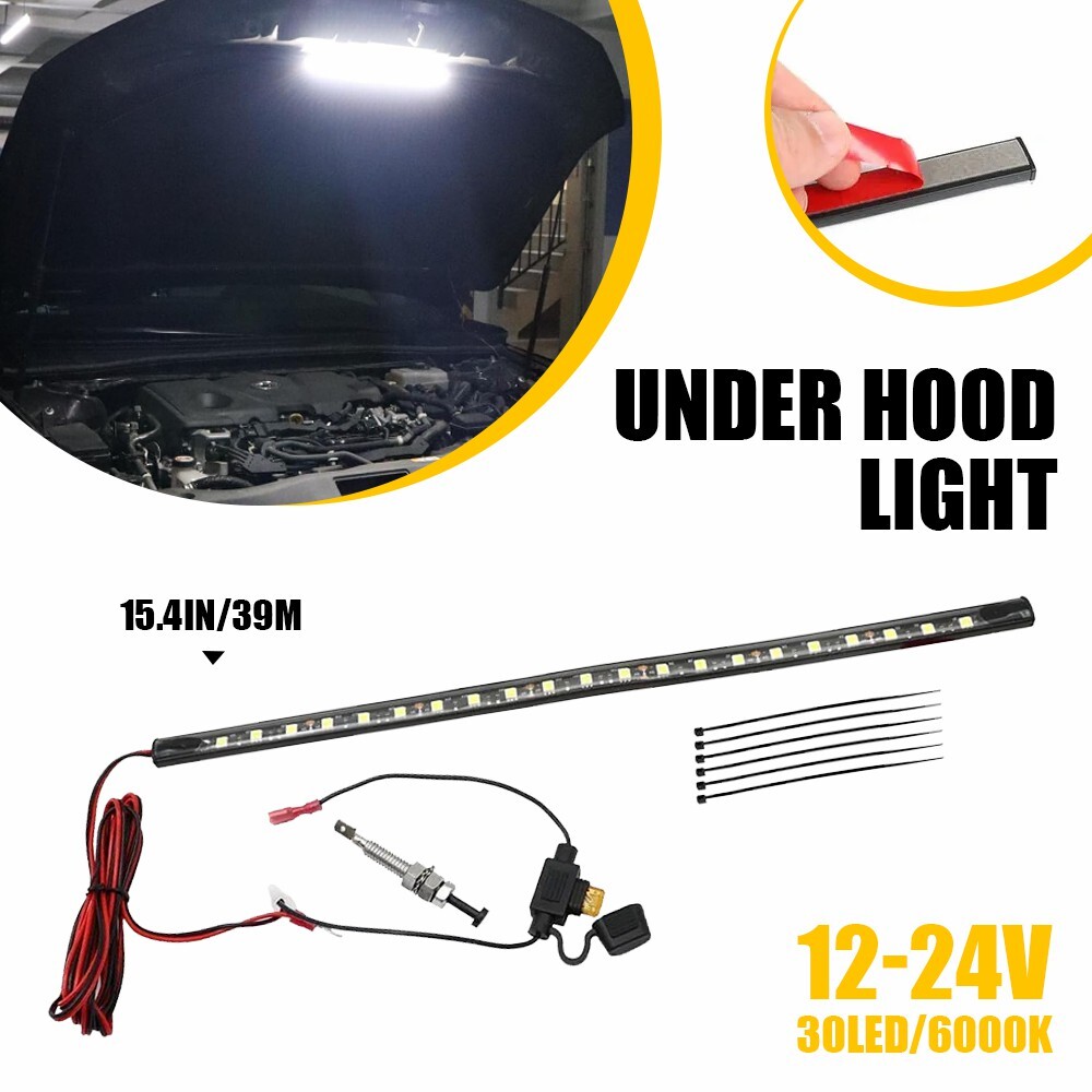 Universal 6000K White LED Hood Light Kit – Automatic On/Off for Any Vehicle