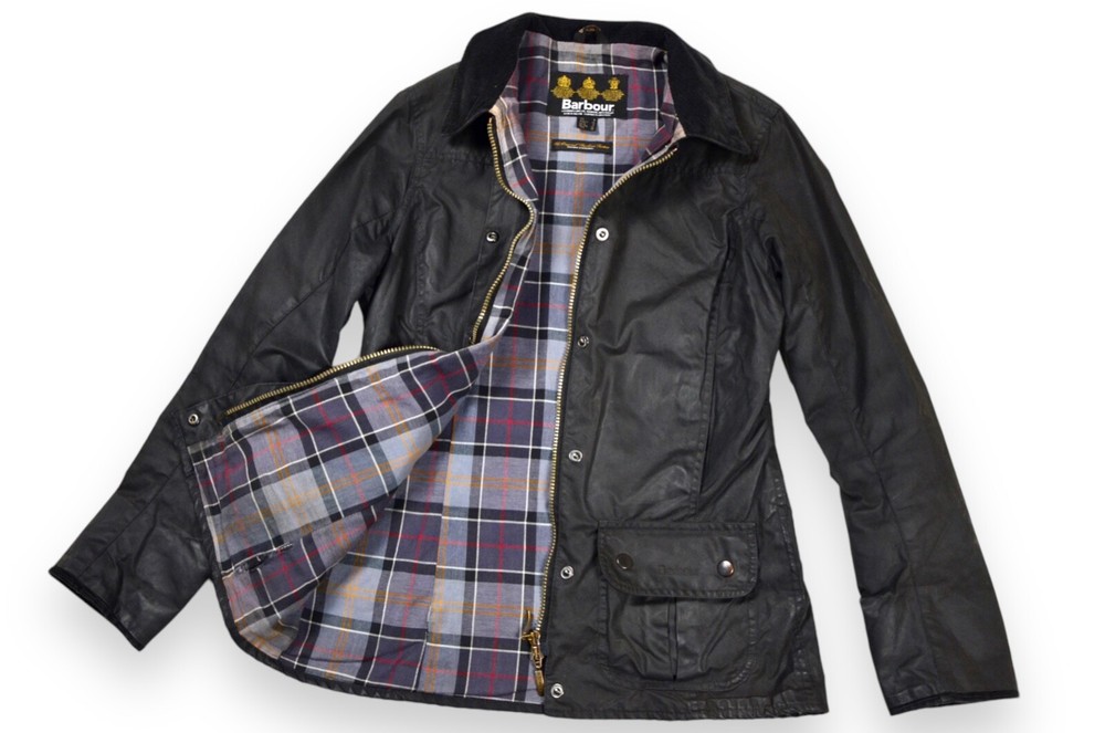 Women's Barbour Utility 2 Pocket Jacket Wax Black England Size 8