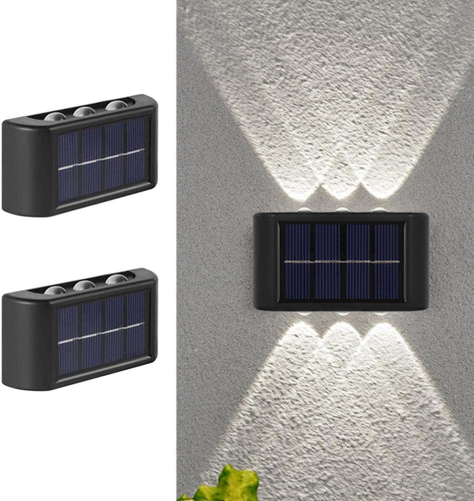 2 Pack Solar LED Wall Lights for Outdoor Porch Up Down Illumination