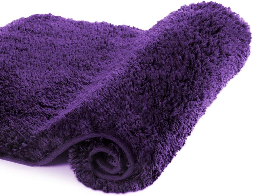 Non Slip Bath Mat for Bathroom (16 X 24, Dark Purple) Water Absorbent Soft Micro