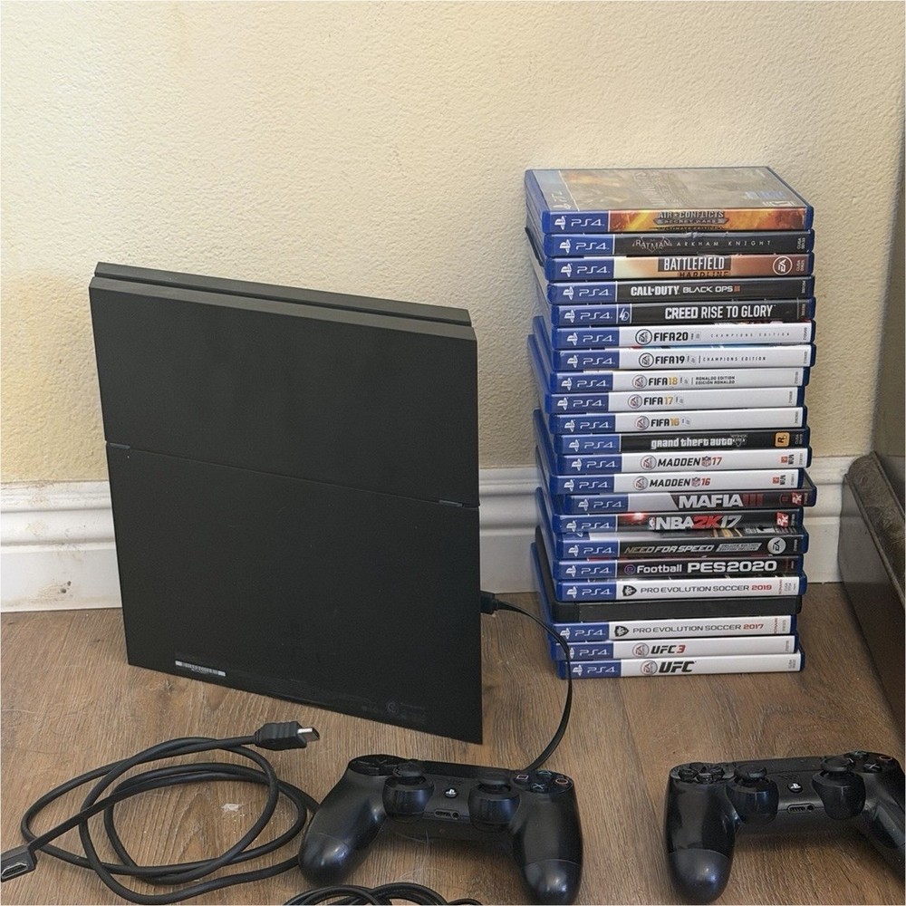 Sony PlayStation 4 Console with Controllers & PS4 Game Lot - Batman, GTA, FIFA