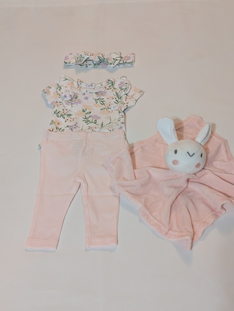 4 Piece 3 Month Old Baby Girl Cute Clothing With Head Piece and Pants For Easter