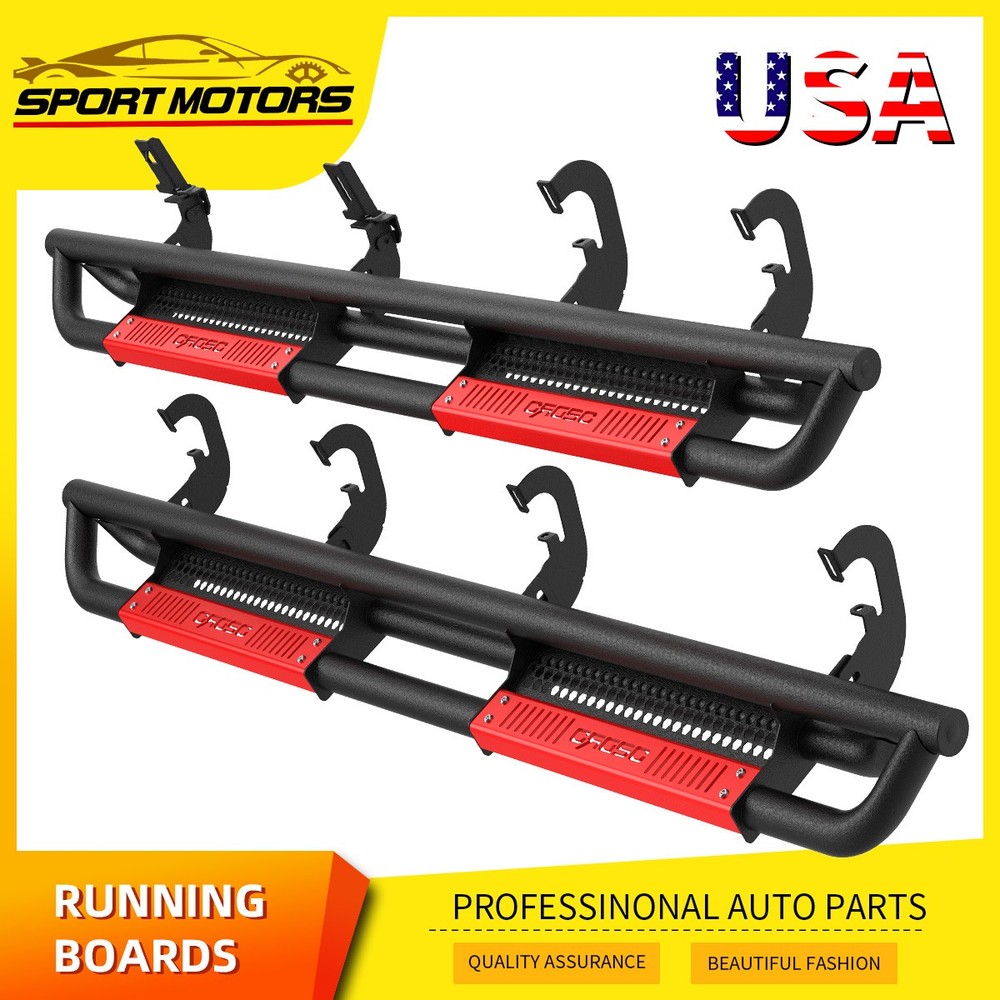 2007-2018 Chevy Silverado GMC Sierra 1500 Crew Cab Red Running Boards Side Steps