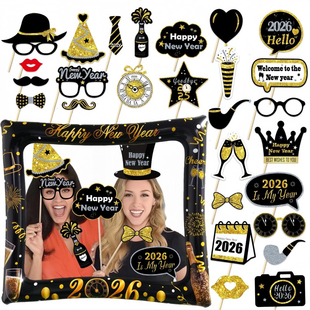New Years Eve Photo Booth Props 2026 New Year Inflatable Photo Frame Happy Ne...-image