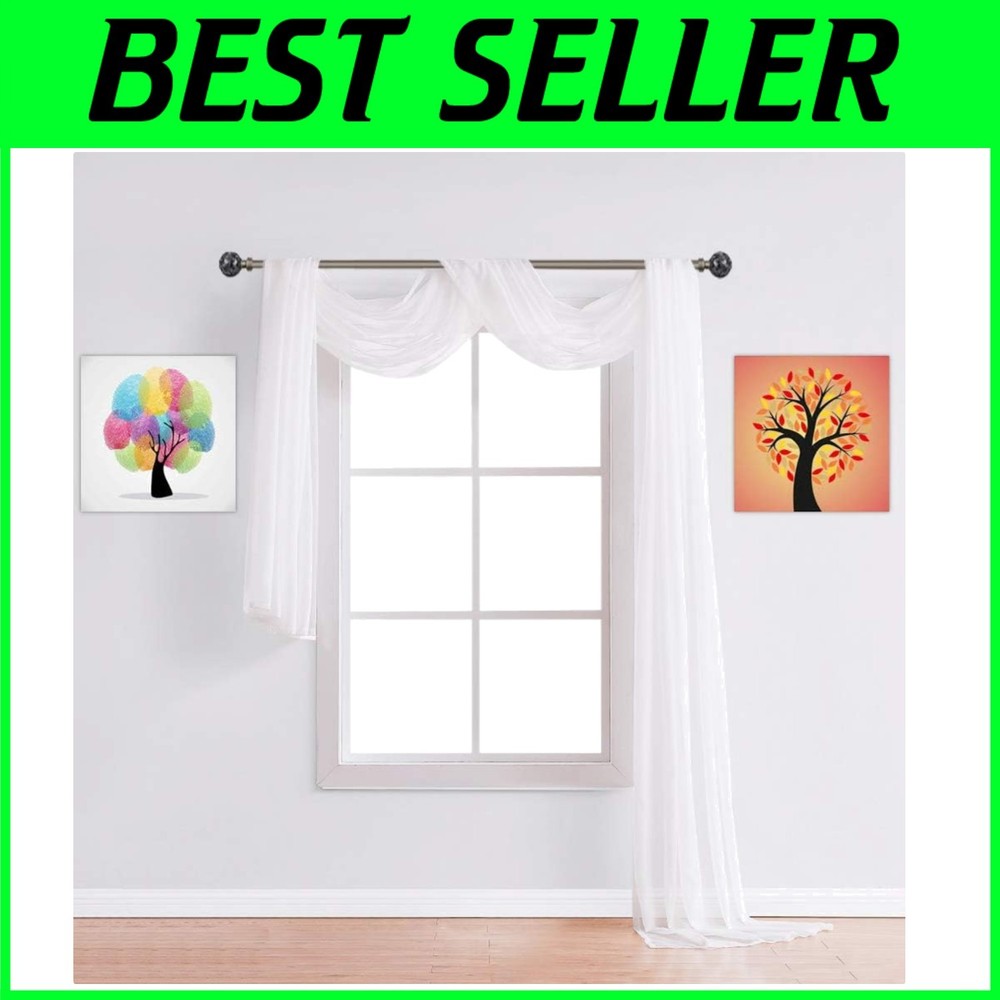 Sheer White Window Scarf - 30 Feet Long