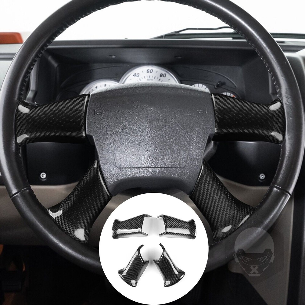 4x Real Carbon Fiber Steering Wheel Button Trim For Hummer H2 Silverado Escalade