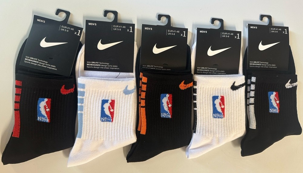 Nike Elite NBA Ankle Basketball Socks Multi-Colors 5-Pair Pack Size L