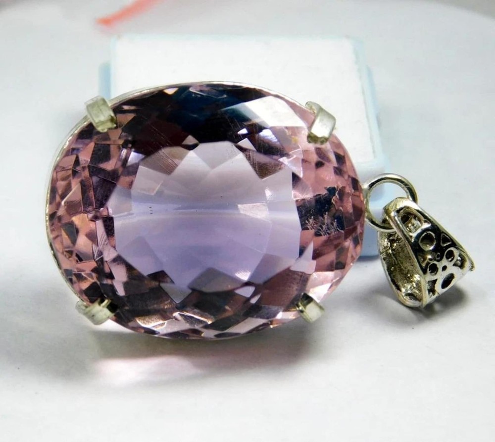 92.84 Ct Natural Pink Topaz 925 Solid Silver Pendant Oval Cut Gemstone