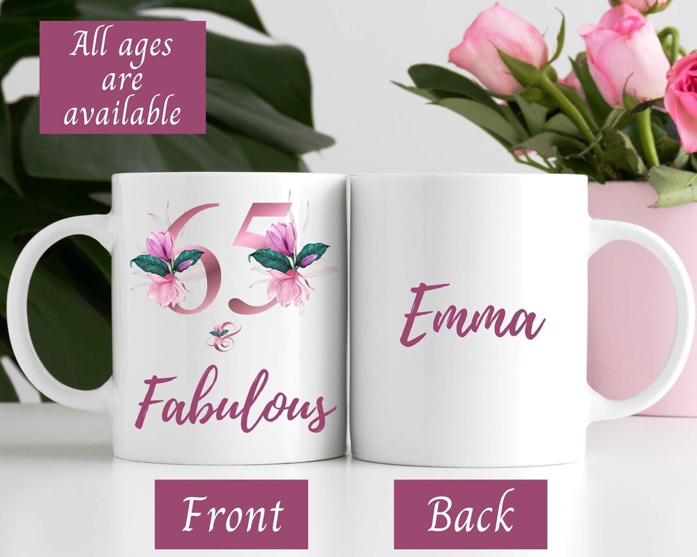 65th Birthday Coffee Mug For Women - Fabulous & Personalized 65th Gift Idea
