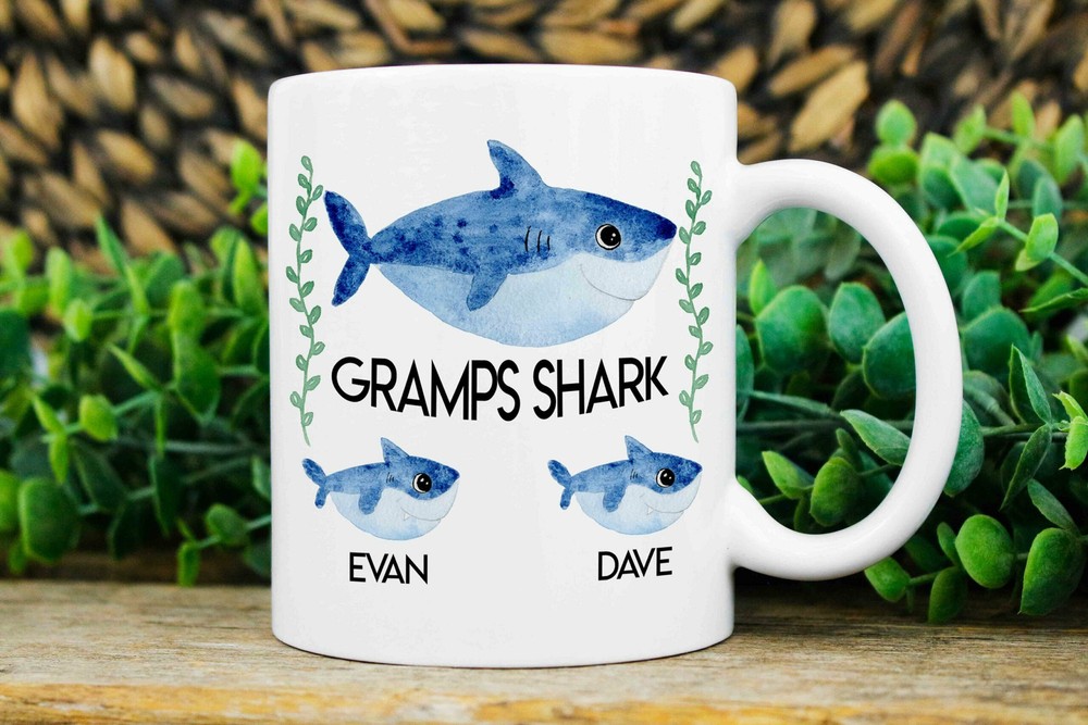 Gramps Gift Gramps Shark Mug Custom Gramps Mugs Mug With Kids Names Gramps Est