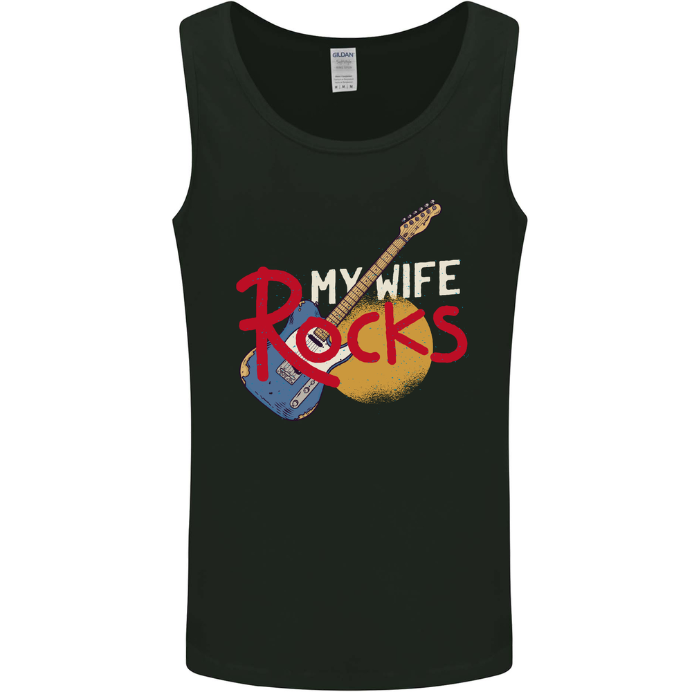 My Wife Rocks Funny Music Guitar Mens Vest Tank Top