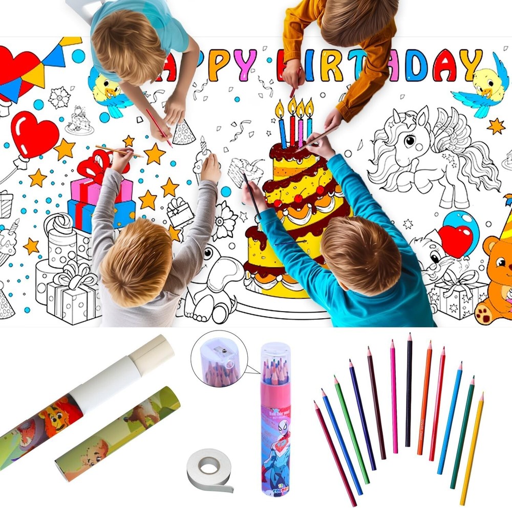 No Creases Giant Coloring Poster for Kids - Fun Art Kit with Pencils & Adhesive
