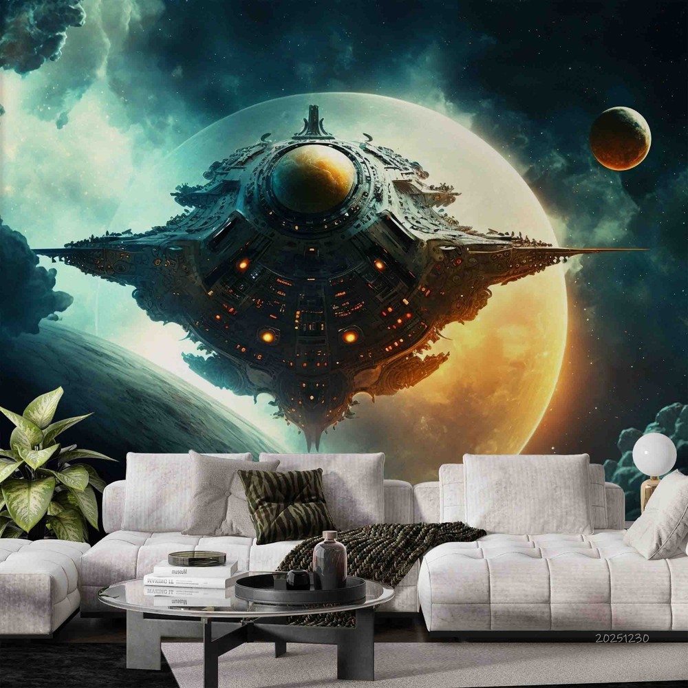 3D Space Spaceship Planet Wall Murals Wallpaper Murals Wall Sticker