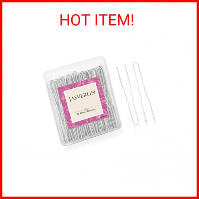 JASVERLIN Silver U-Shaped Hair Pins for Women Long Large Bobby Bun Pins