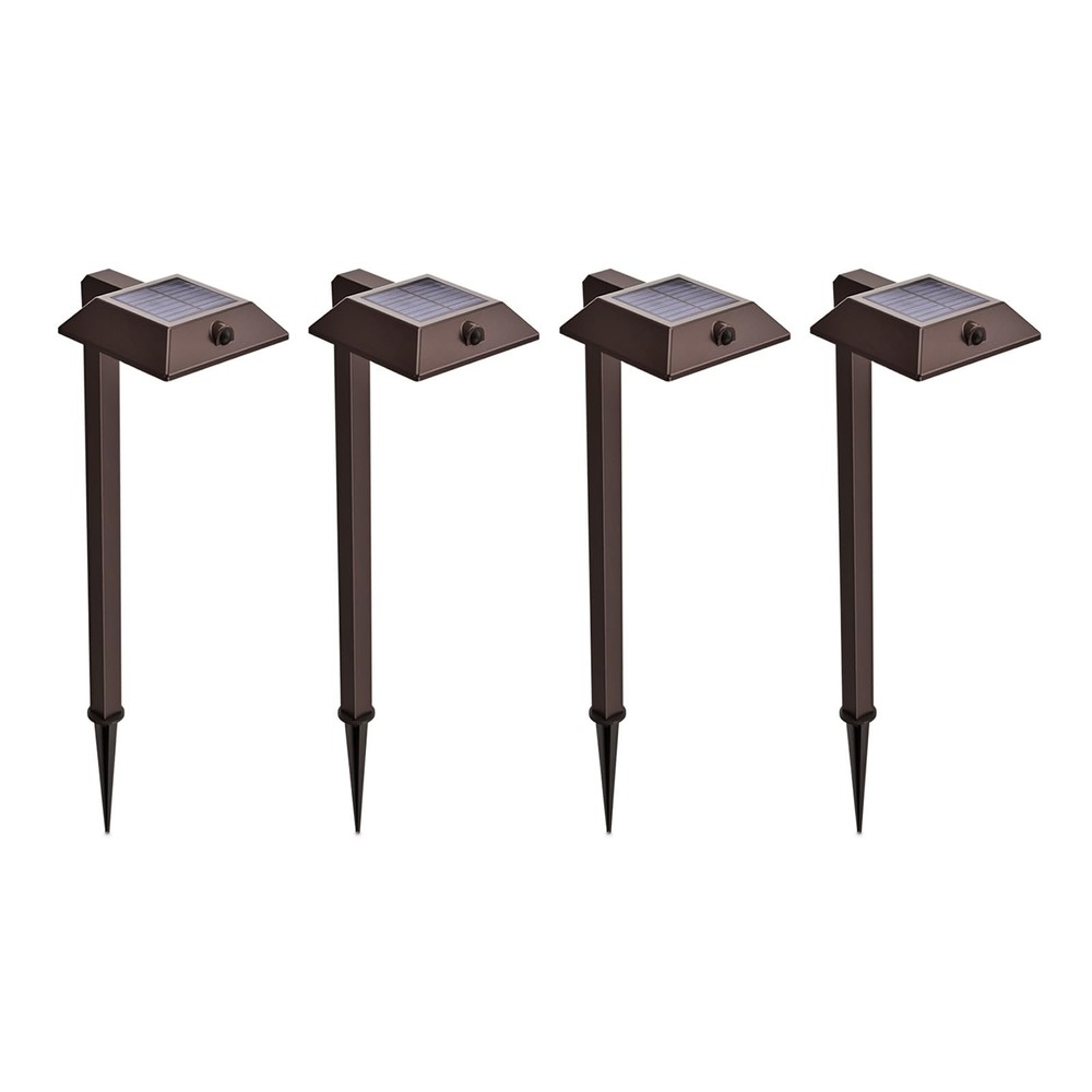 Mesh Linkable Series 4-Pack Solar LED Security Pathway Light w/ LiFePO4 Batte...