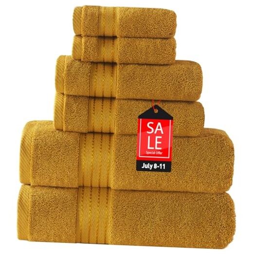 6-Piece Turkish Cotton Bath Towel Set in Gold