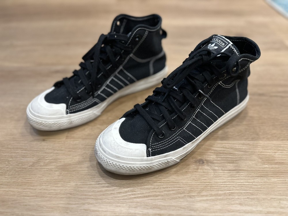Size 9.5- adidas Nizza RF Hi Core Black 2019 High Top Canvas