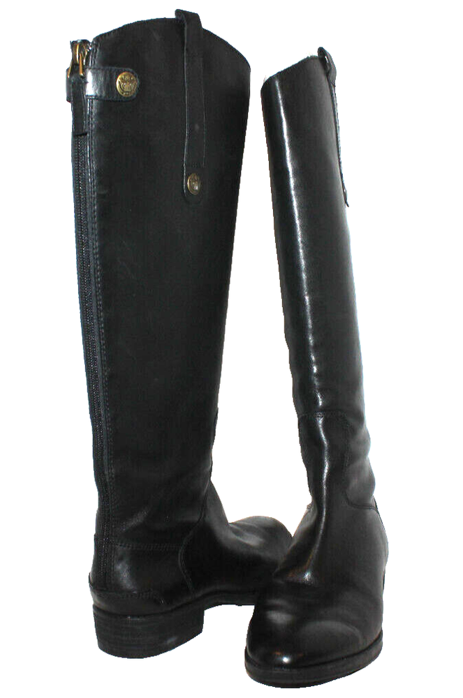 SAM EDELMAN Penny Black Leather  Woman's Boots Size 7M, B3877L1001 w/BOX NICE !!