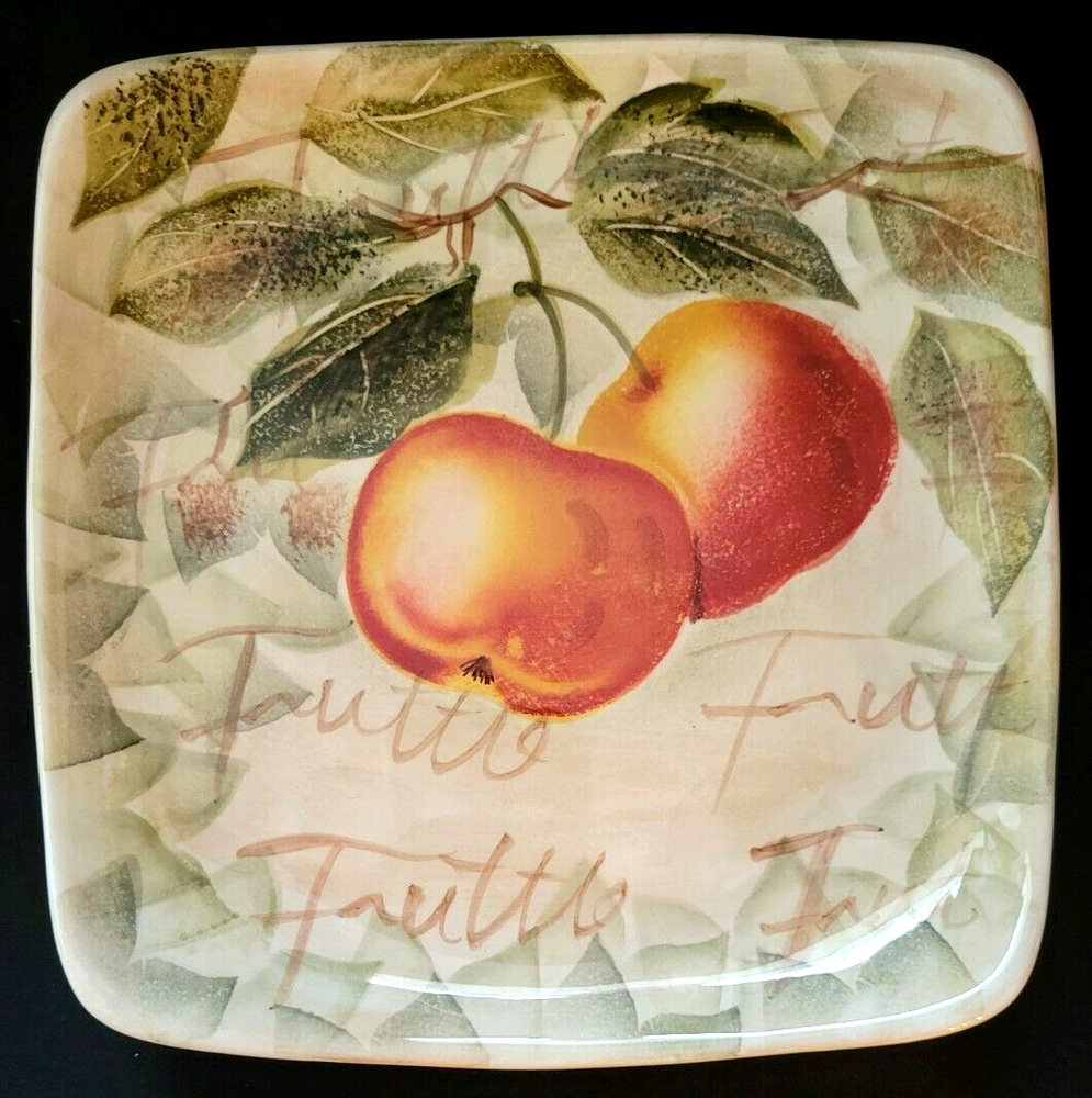 TABLETOPS GALLERY MIXED FRUITS PEACH SQUARE SALAD PLATE(S) 8 5/8