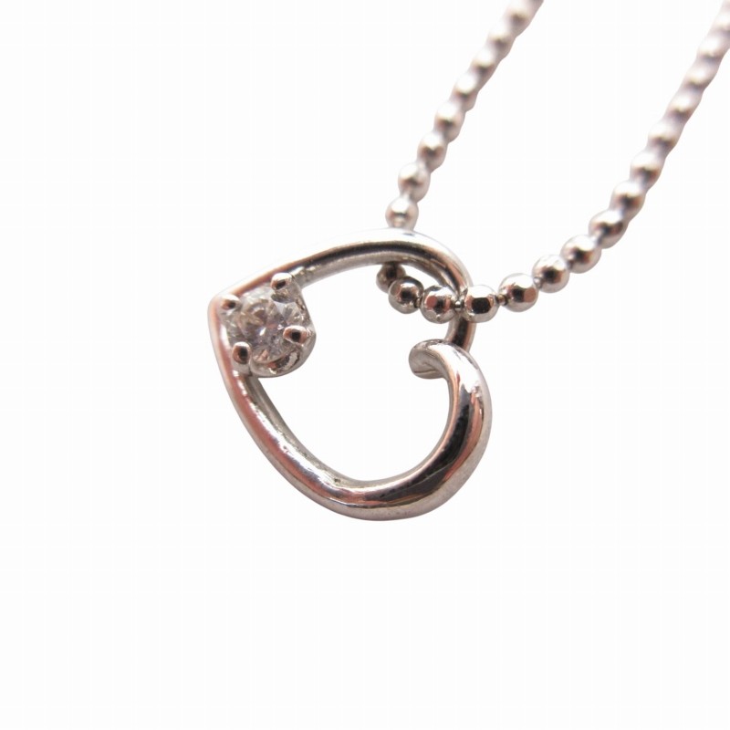 Christian Dior Y0729 Silver Heart D Logo Pendant Necklace 56cm 5.4g Chain