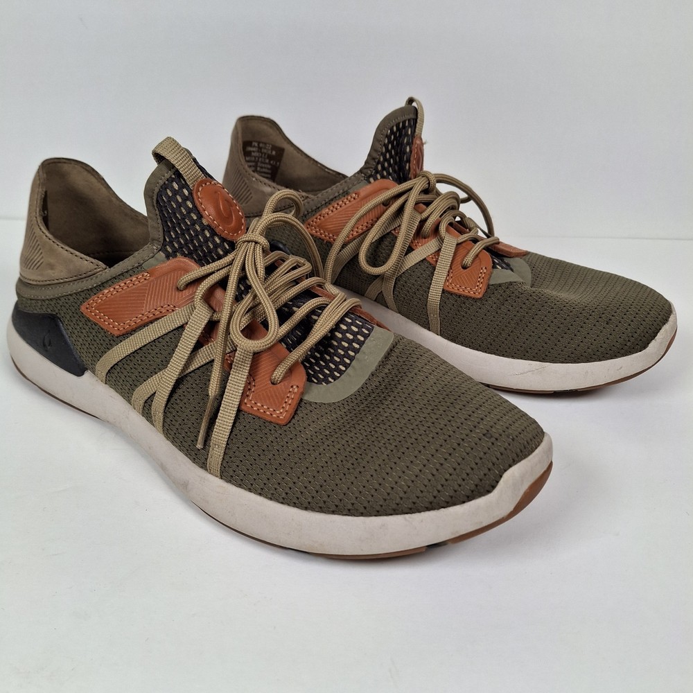 OluKai Mio Li Mens Athletic Shoes Size 10.5 Green Brown Lightweight Mesh Outdoor Sneakers