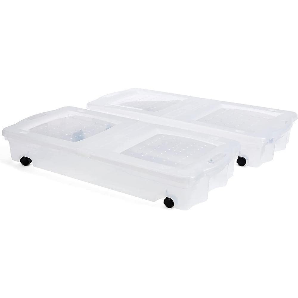Cleverstore Under the Bed Wheeled Storage Box,68 qt. 2-Pack