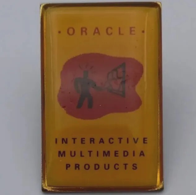 Vintage Oracle Interactive Multimedia Products Lapel Pin Retro Tech Advertising