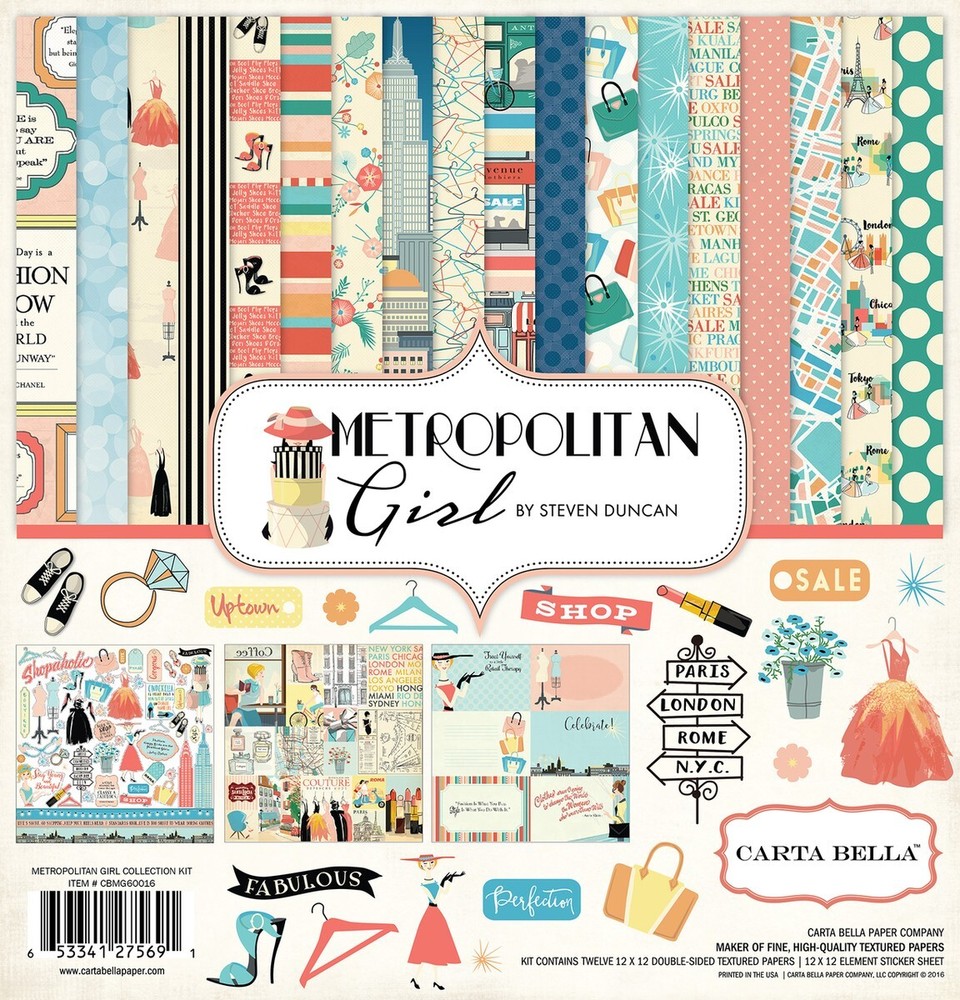 Metropolitan Girl - 12x12 Collection Kit Carta Bella Scrapbook Papers + Stickers