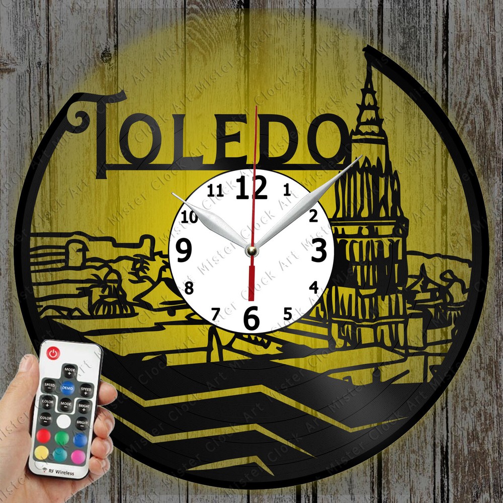 LED Clock Toledo Skyline Record Clock Art Decor Original Gift 6805